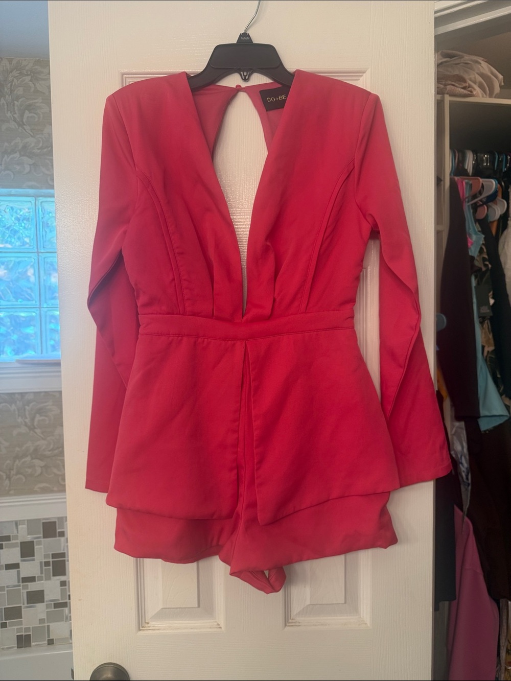 DO+BE Pink Long-Sleeve V-Neck Romper